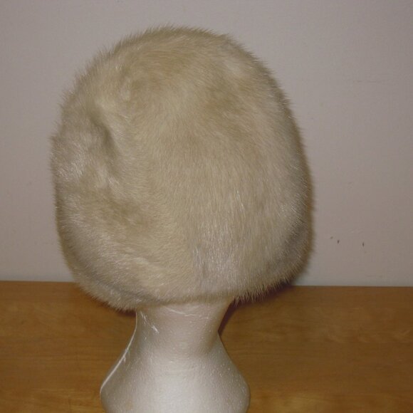 1960'S Vintage Genuine Real WHITE Fur Hat Mink Sz Small Hurtig Furriers - Picture 4 of 5